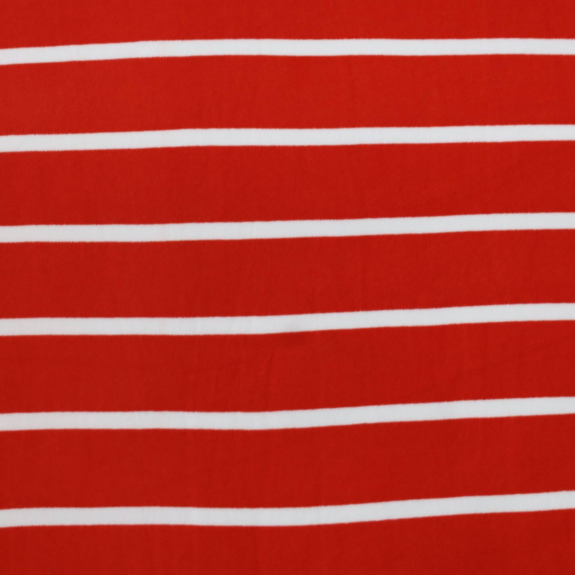 Fabric Merchants White Stripes on Red Double Brushed 4-Way Stretch Fabric